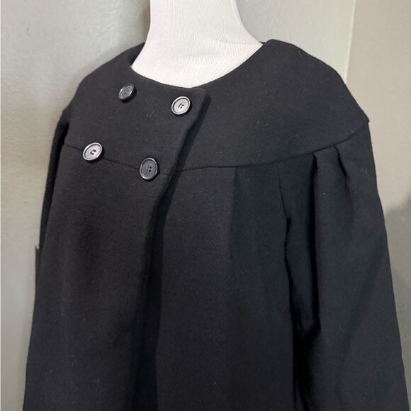 Vintage JCrew double cloth Wool Blend Black Coat tulip peacoat - Picture 2 of 10